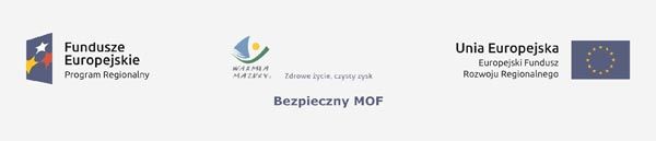 Baner z logo Funduszy Europejskich z lewej strony, logo Warmii i Mazur w środku oraz flagą Unii Europejskiej z prawej strony