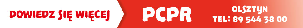 Baner z napisem dowiedz się więcej z lewej strony oraz nazwą PCPR i numerem telefonu 89 544 38 00 z prawej
