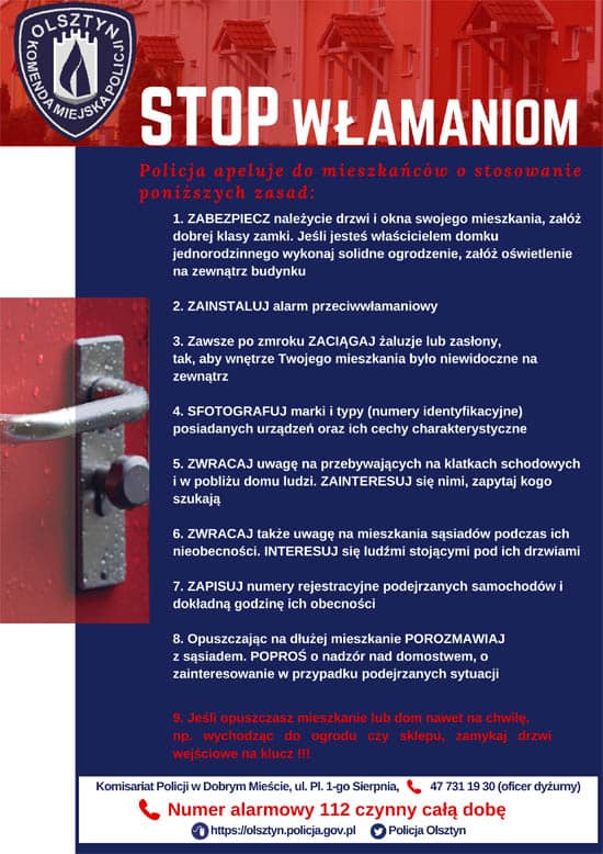Plakat dotyczący akcji STOP włamaniom!