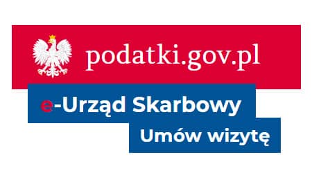 Godło Polski. Trzy napisy: podatki.gov.pl, e-urząd skarbowy, umów wizytę. 
