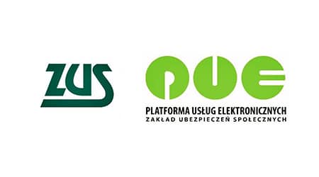 Grafika zawierająca tekst: zus, platforma usług elektronicznych