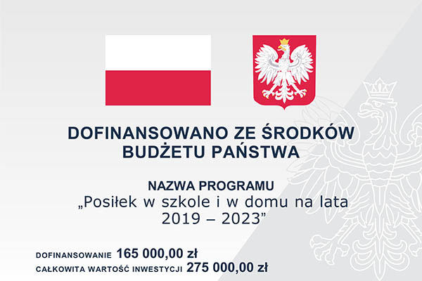 Baner informacyjny o przyznanej dotacji. Treść banera dostępna powyżej.