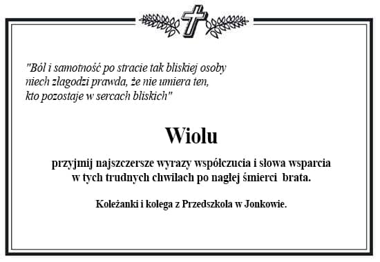 Ramka z kondolencjami o treści jak powyżej.