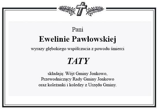 Ramka z kondolencjami o treści jak w tekście początkowym.