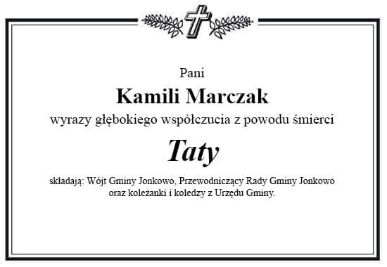 Ramka z kondolencjami o treści jak na początku artykułu.