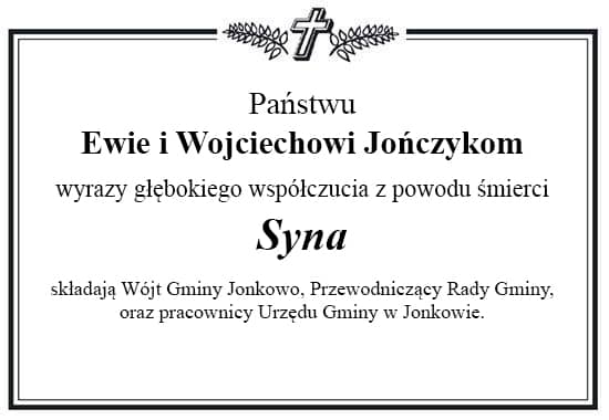Ramka z kondolencjami o treści jak we wstępie artykułu.