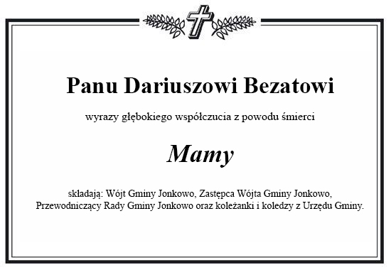 Ramka z kondolencjami o treści jak we wstępie artykułu.