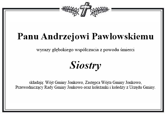 Ramka z kondolencjami o treści jak we wstępie artykułu.