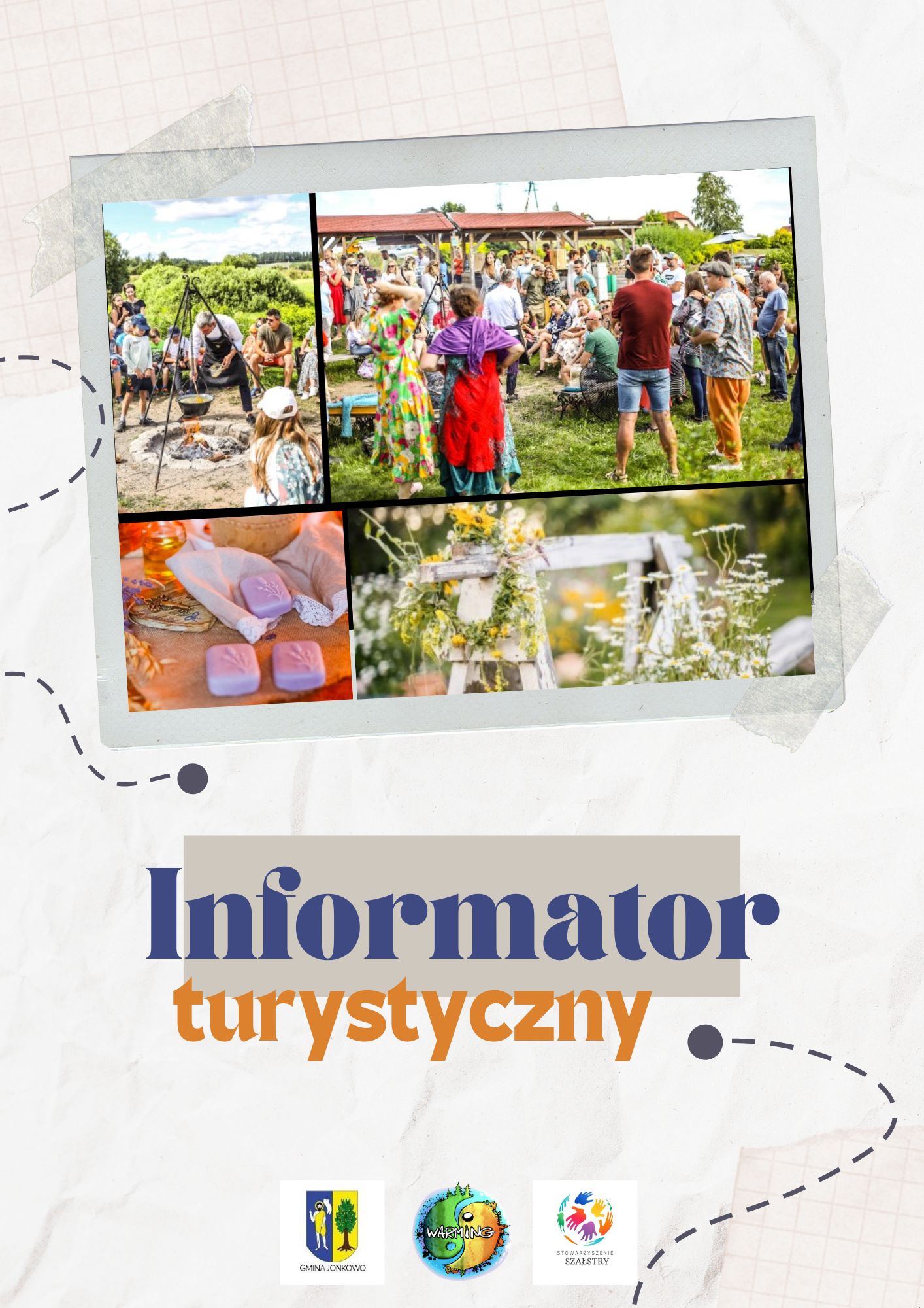 zdjęcie przedstawia pierwszą stronę powstającego informatora turystycznego Gminy Jonkowo